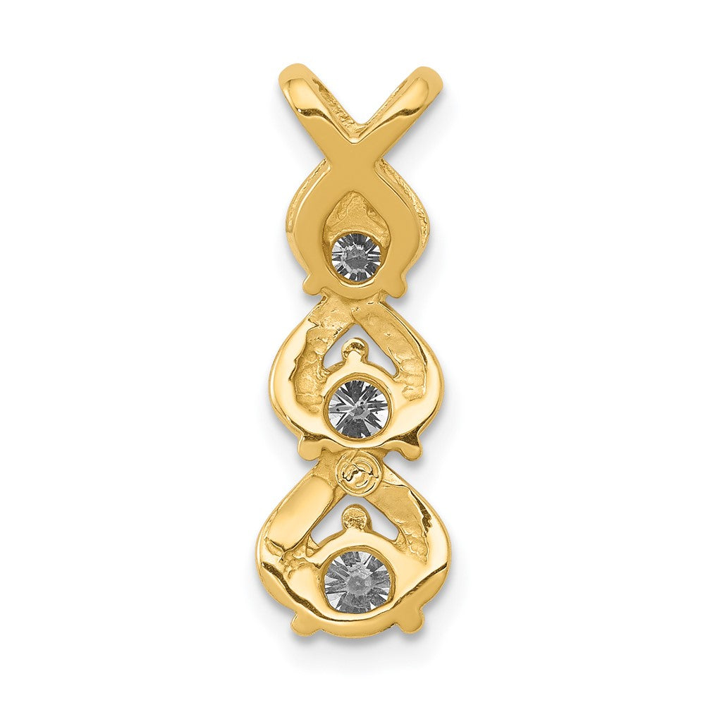 14k AAA Diamond 3 Stone Criss-Cross Chain Slide