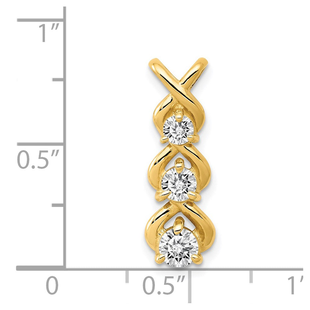 14k A Diamond 3 Stone Criss-Cross Chain Slide