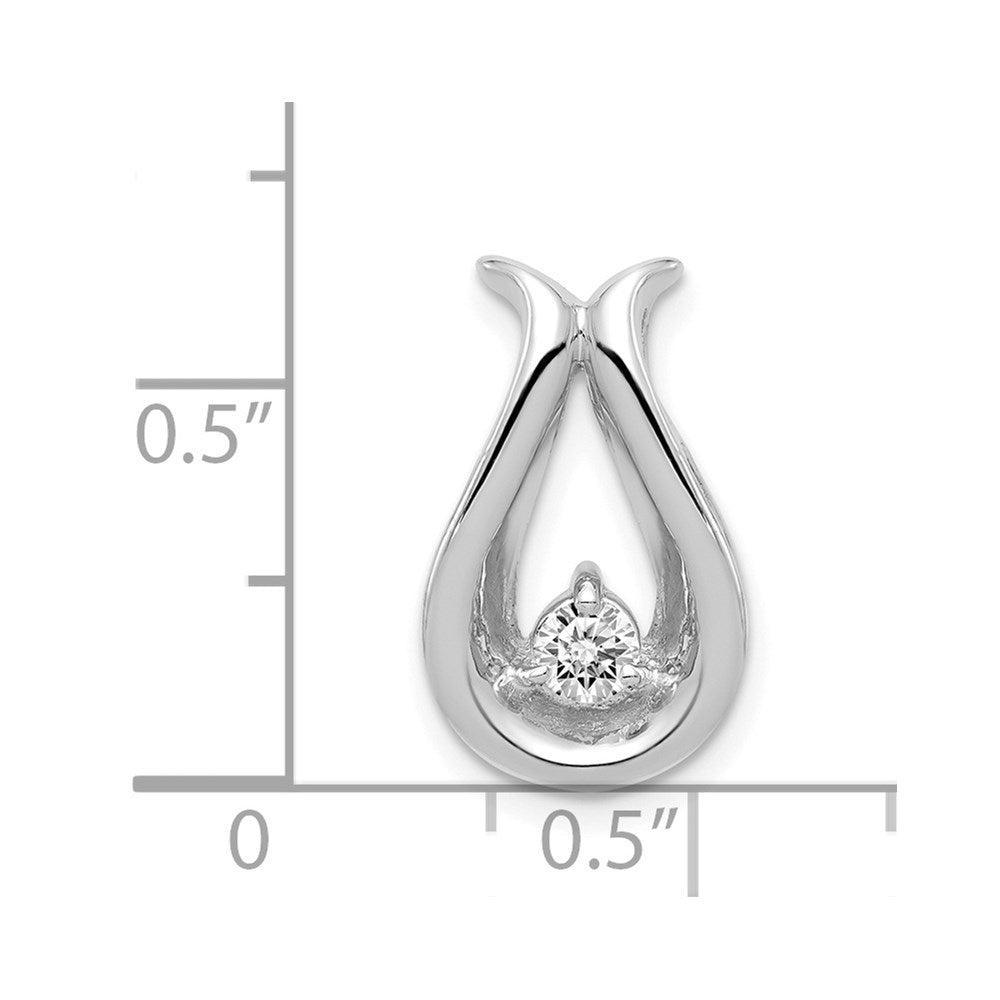 14k White Gold 3.4mm AA Diamond Teardrop Shape Chain Slide