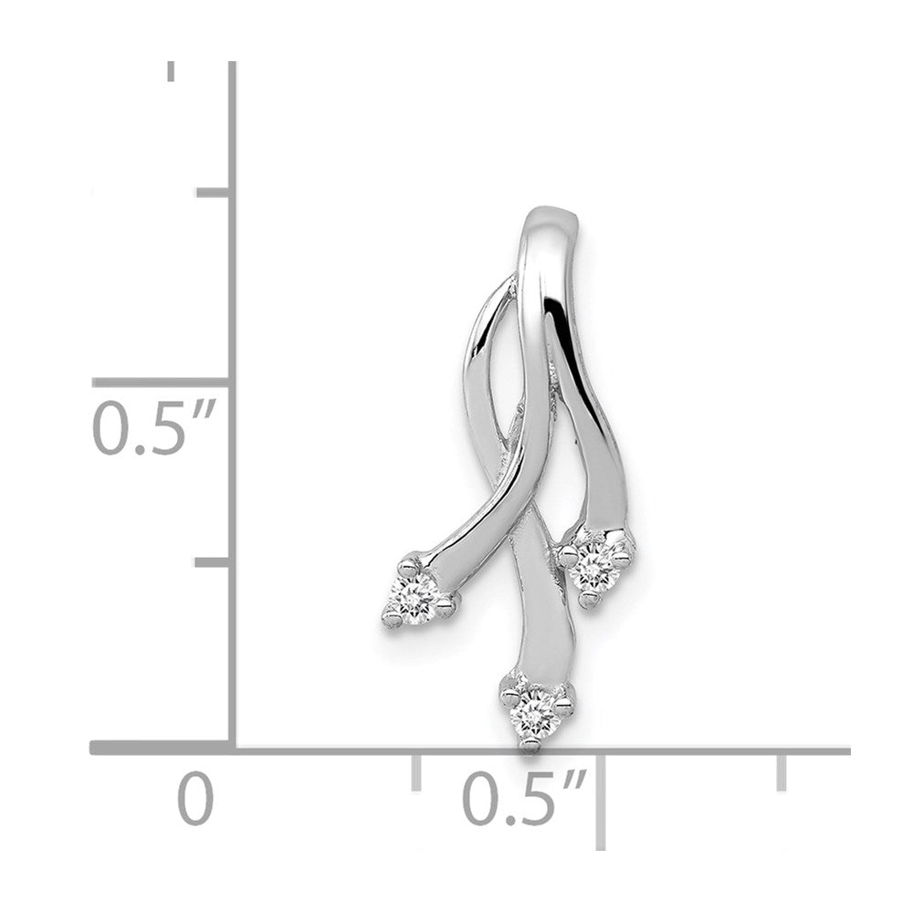 14k White Gold AAA Diamond 3-1.6mm Stone Twisted Chain Slide