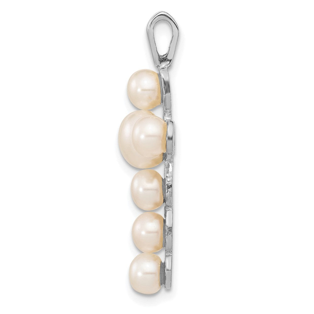 14KW  4-5mm and 5-6mm White Button FWC Pearl Cross Pendant