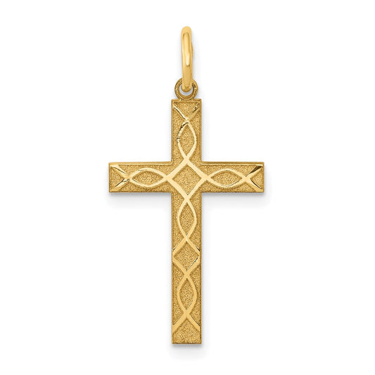 14K Laser Designed Cross Charm