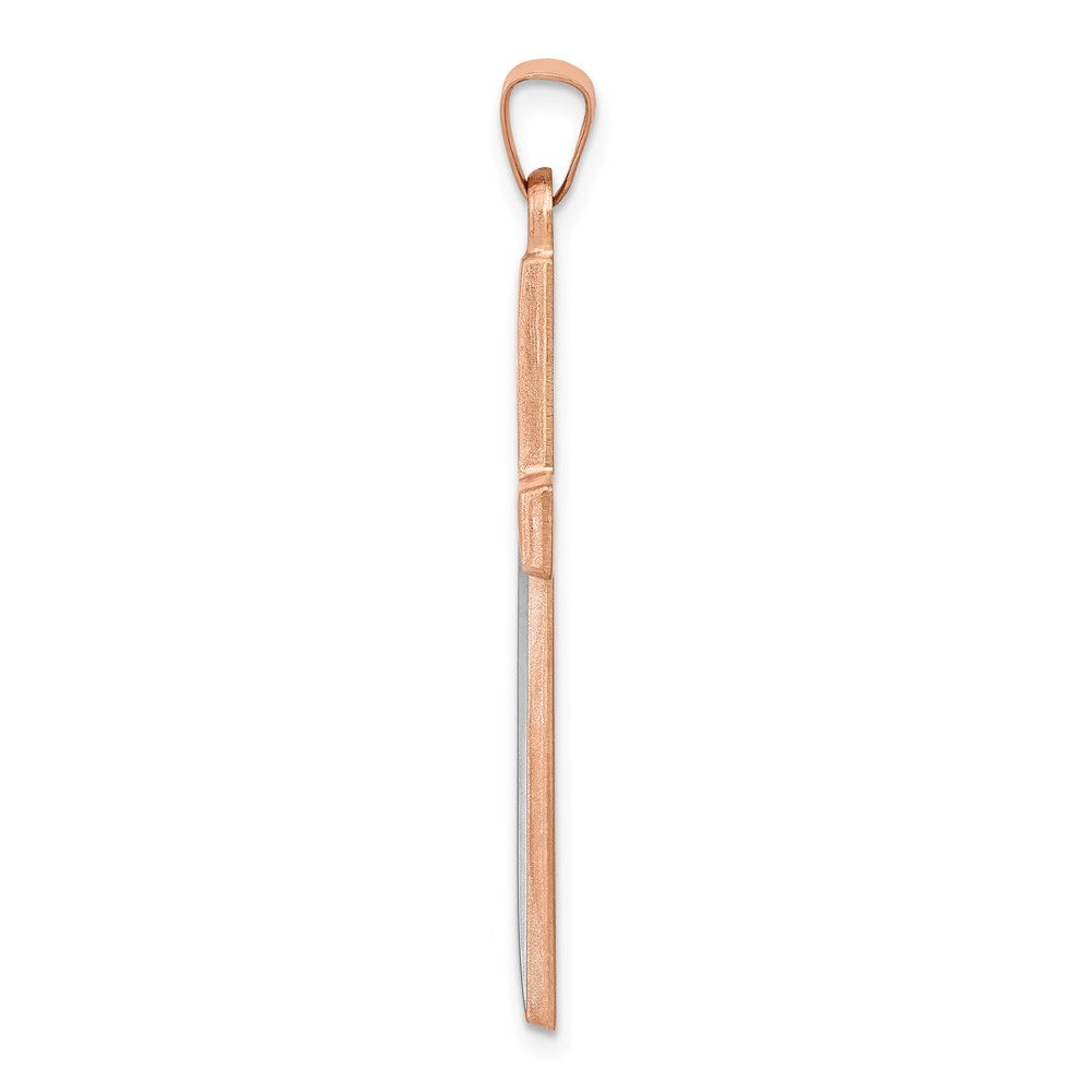 14k Rose Gold Rhodium Cross Pendant