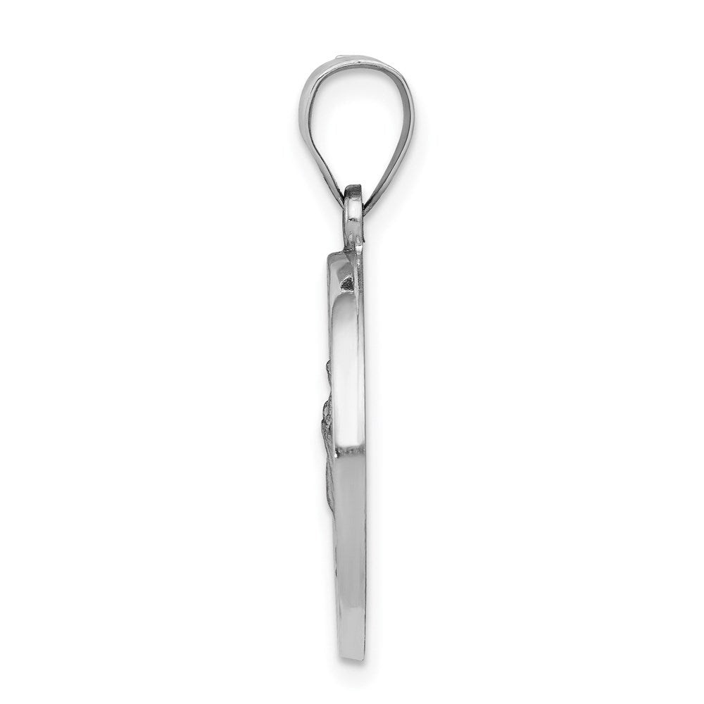 14K White Gold of Guadalupe Medal Hollow Pendant