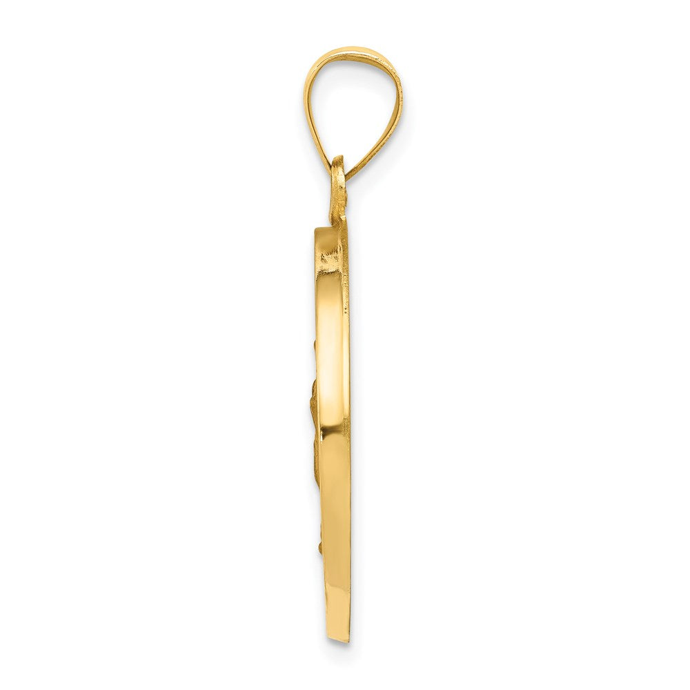 14k Polished/Satin Our of Guadalupe Medal Hollow Pendant