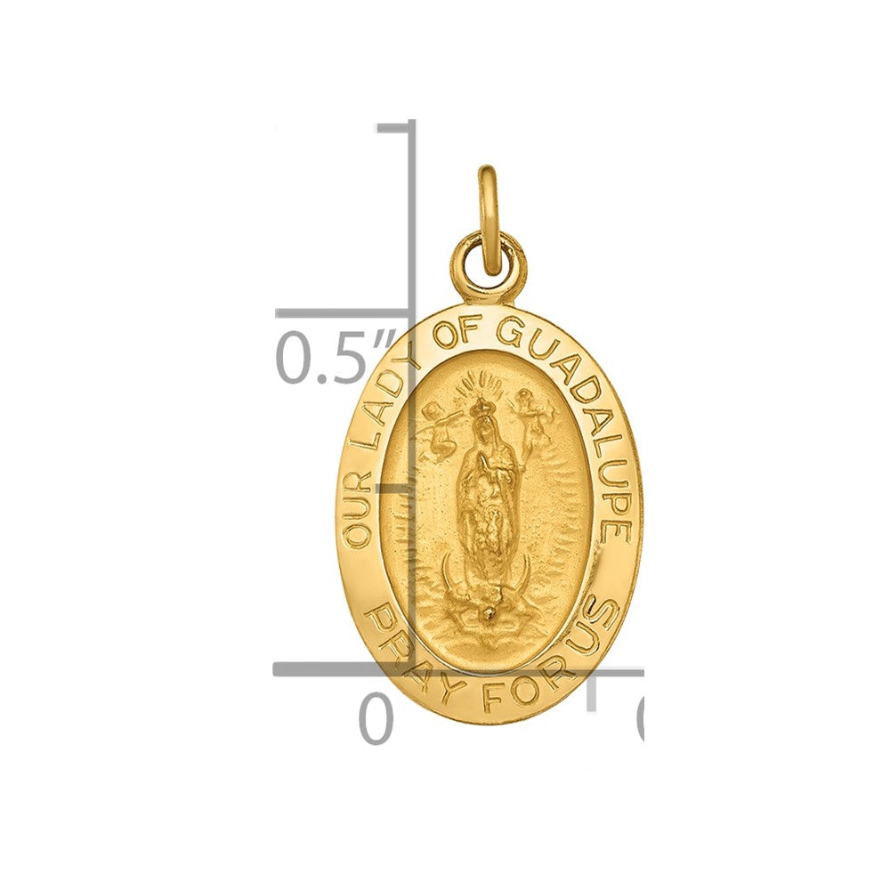 14k Polished and Satin Our of Guadalupe Medal Pendant