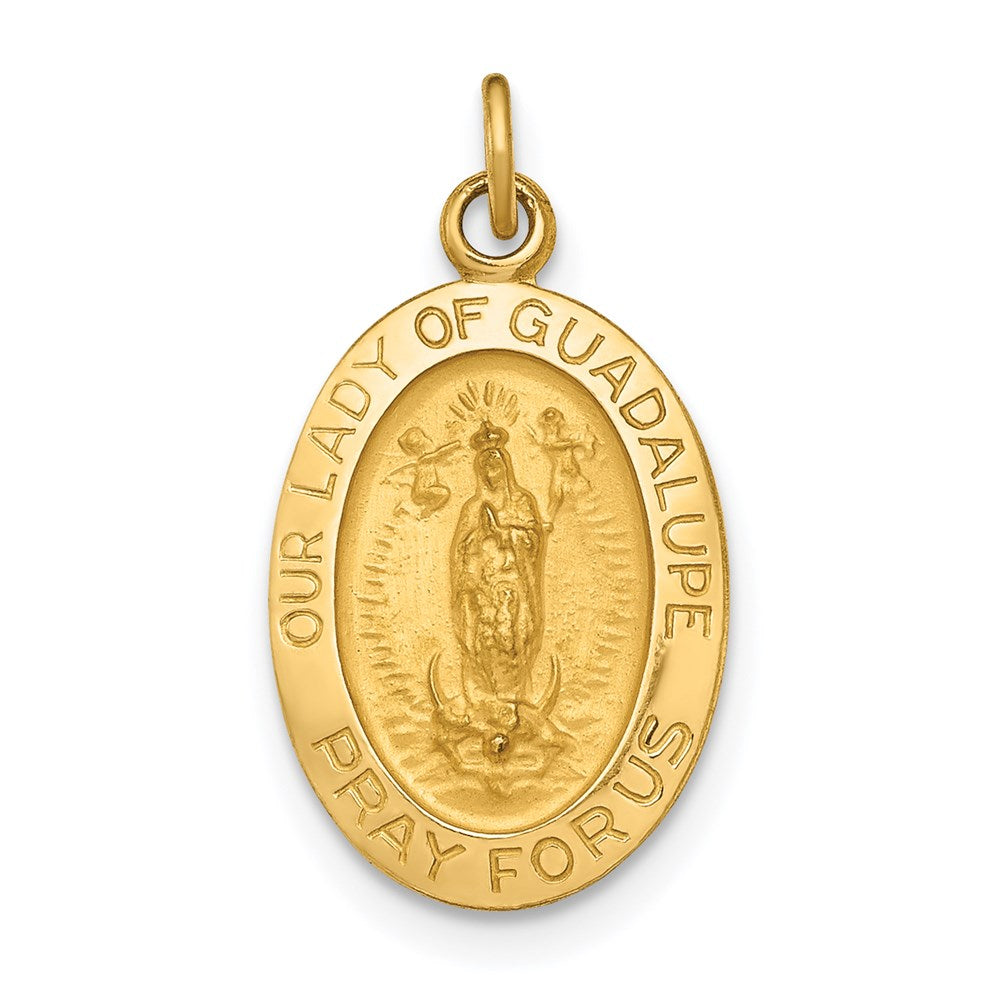 14k Polished and Satin Our of Guadalupe Medal Pendant