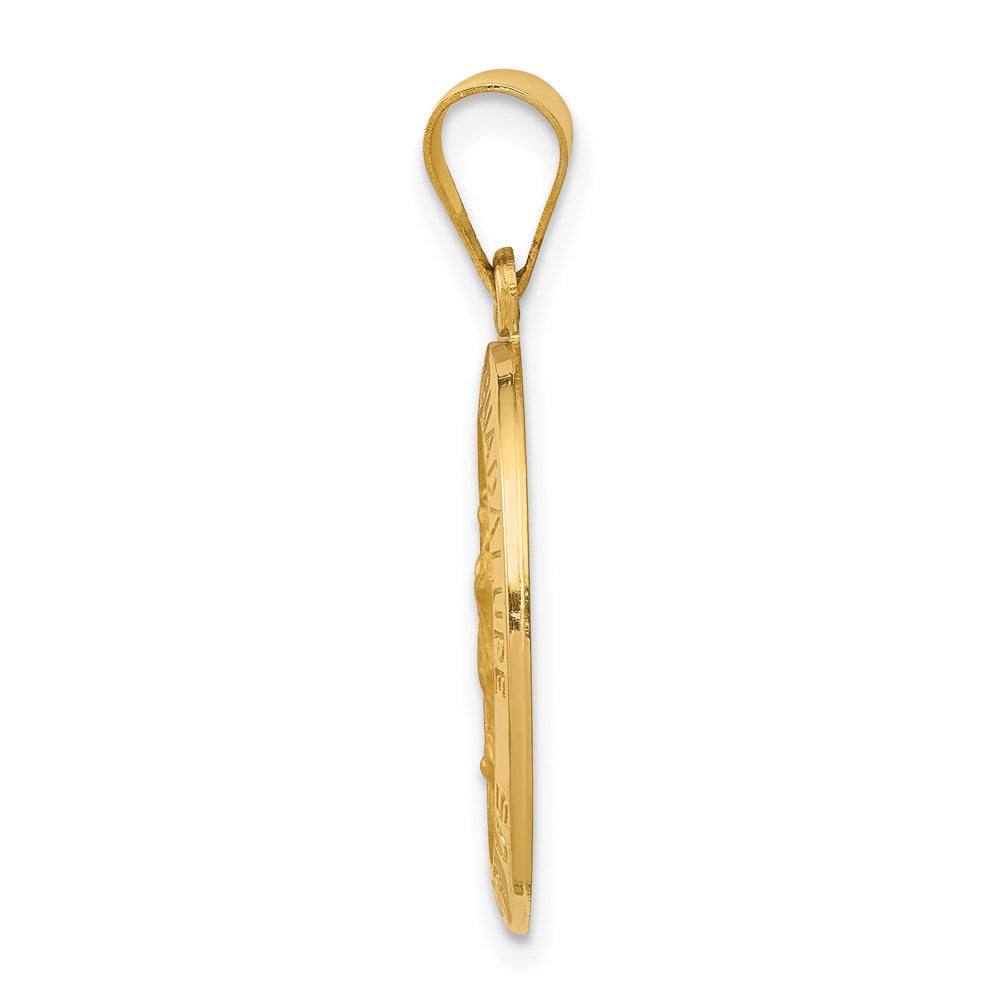 14k Polished and Satin Our Guadalupe Medal Hollow Pendant