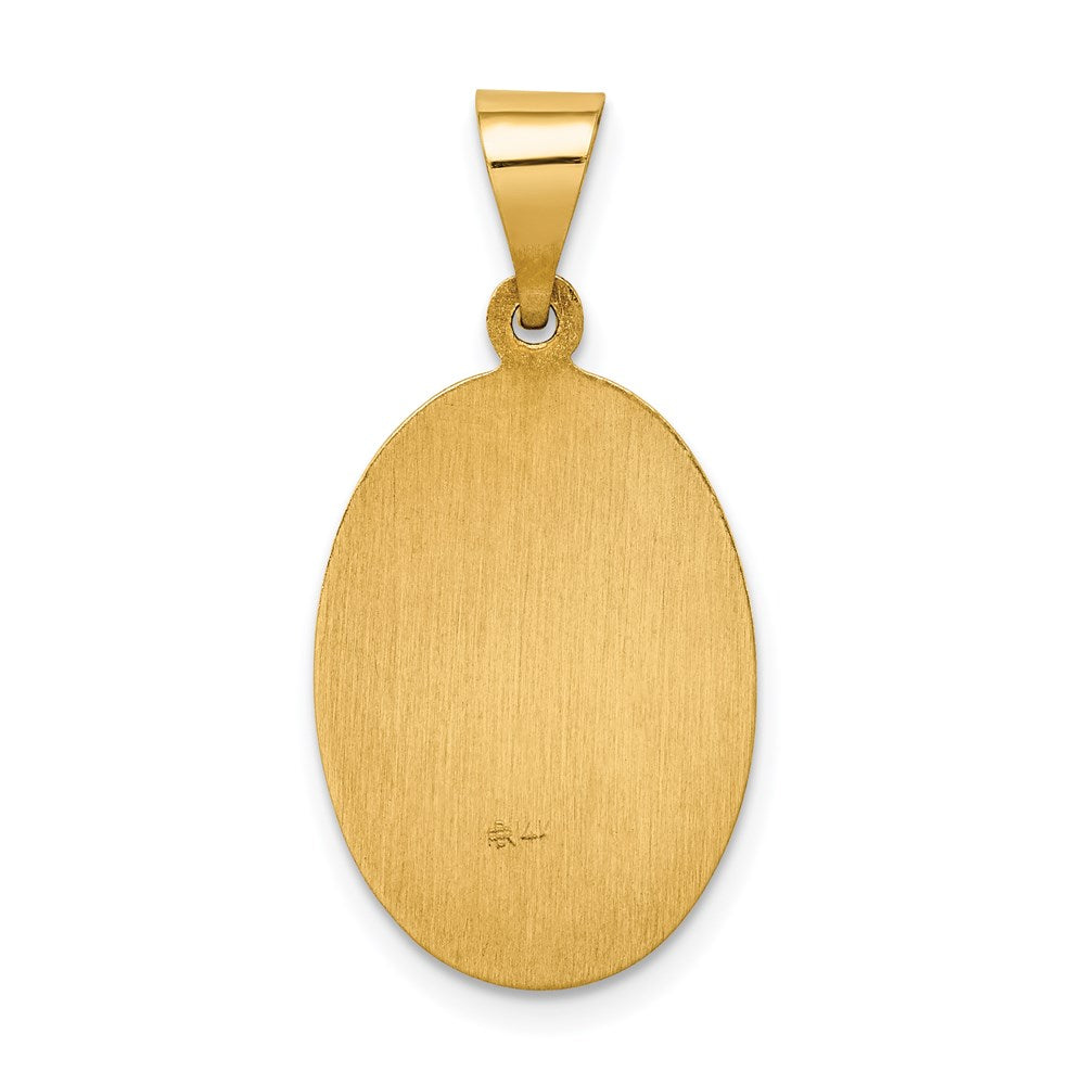14k Polished and Satin Our Guadalupe Medal Hollow Pendant
