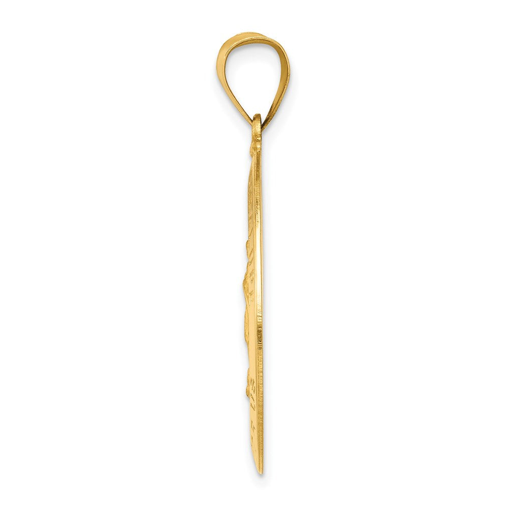 14k Polished and Satin Our Guadalupe Medal Hollow Pendant