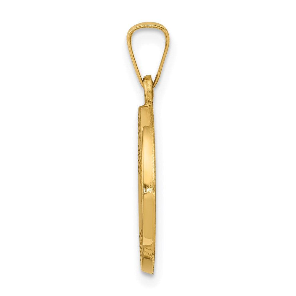14k Polished and Satin Our Fatima Medal Hollow Pendant