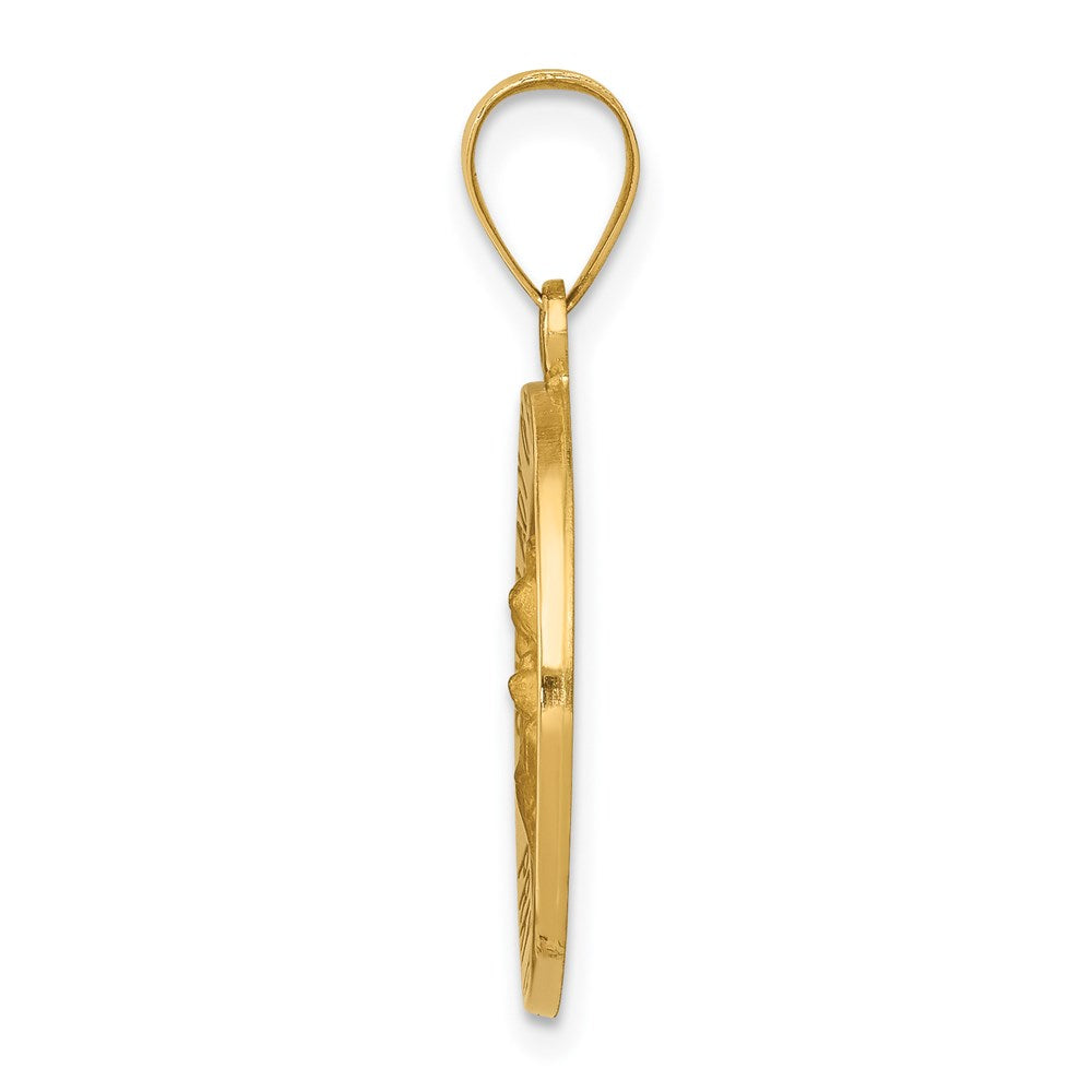 14k Polished/Satin Our Perpetual Help Medal Hollow Pendant