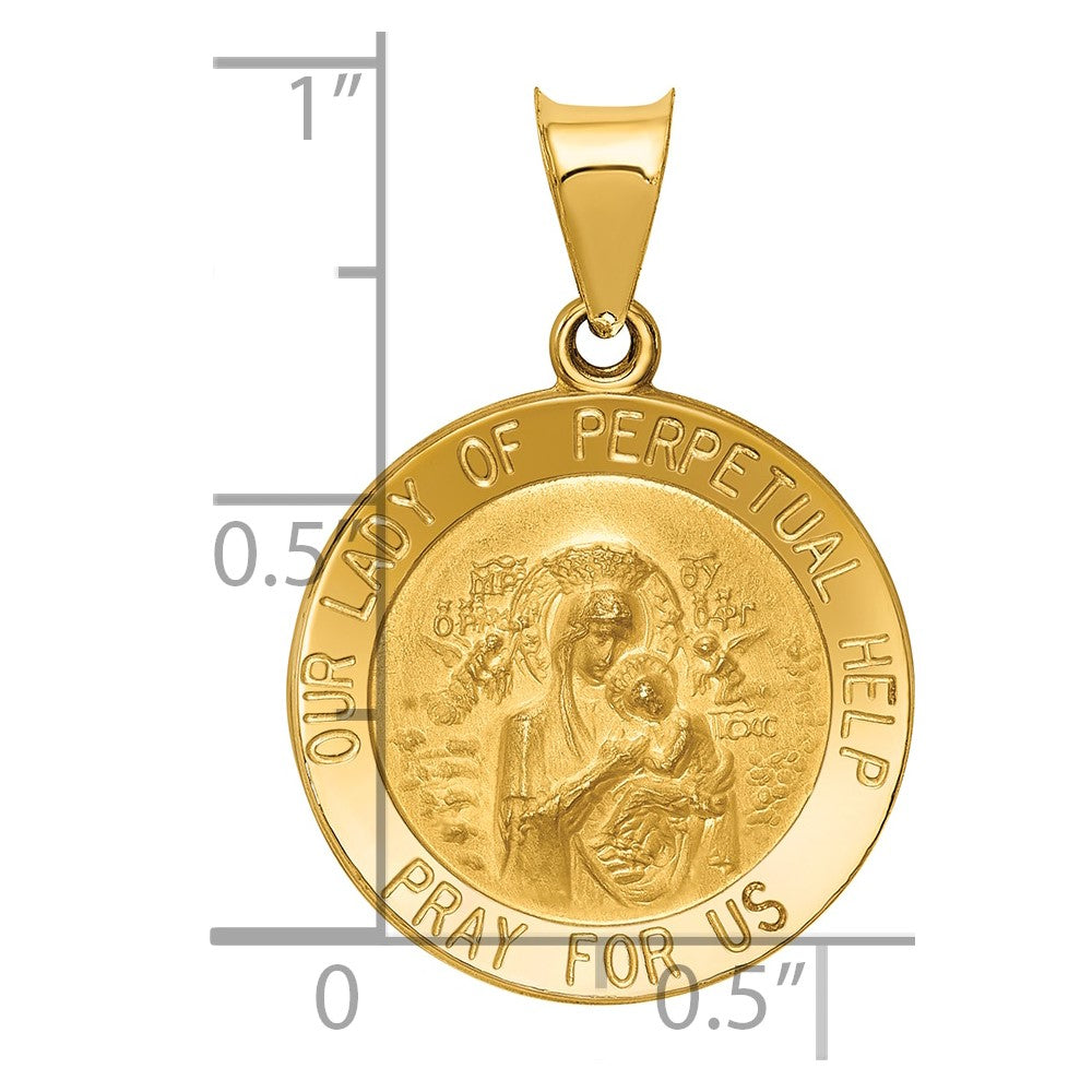 14k Polished/Satin Our Perpetual Help Medal Hollow Pendant