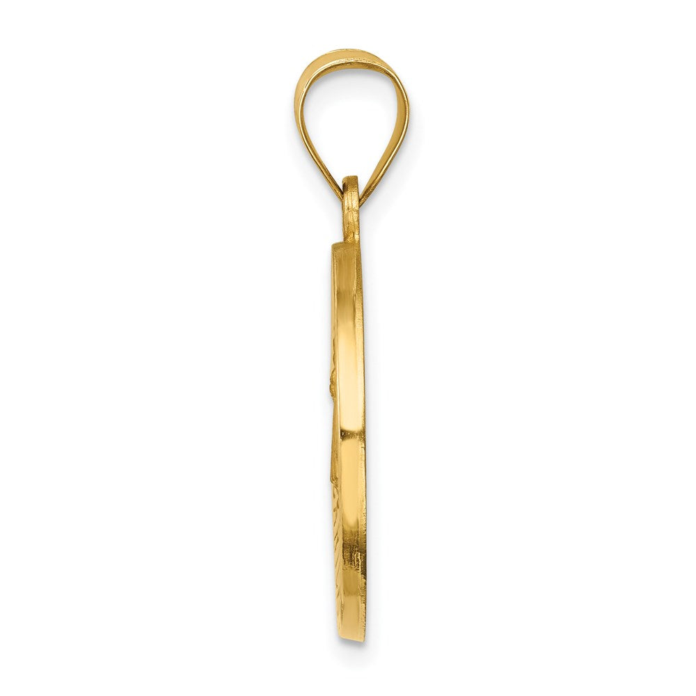 14k Polished and Satin Caridad del Cobre Medal Hollow Pendant