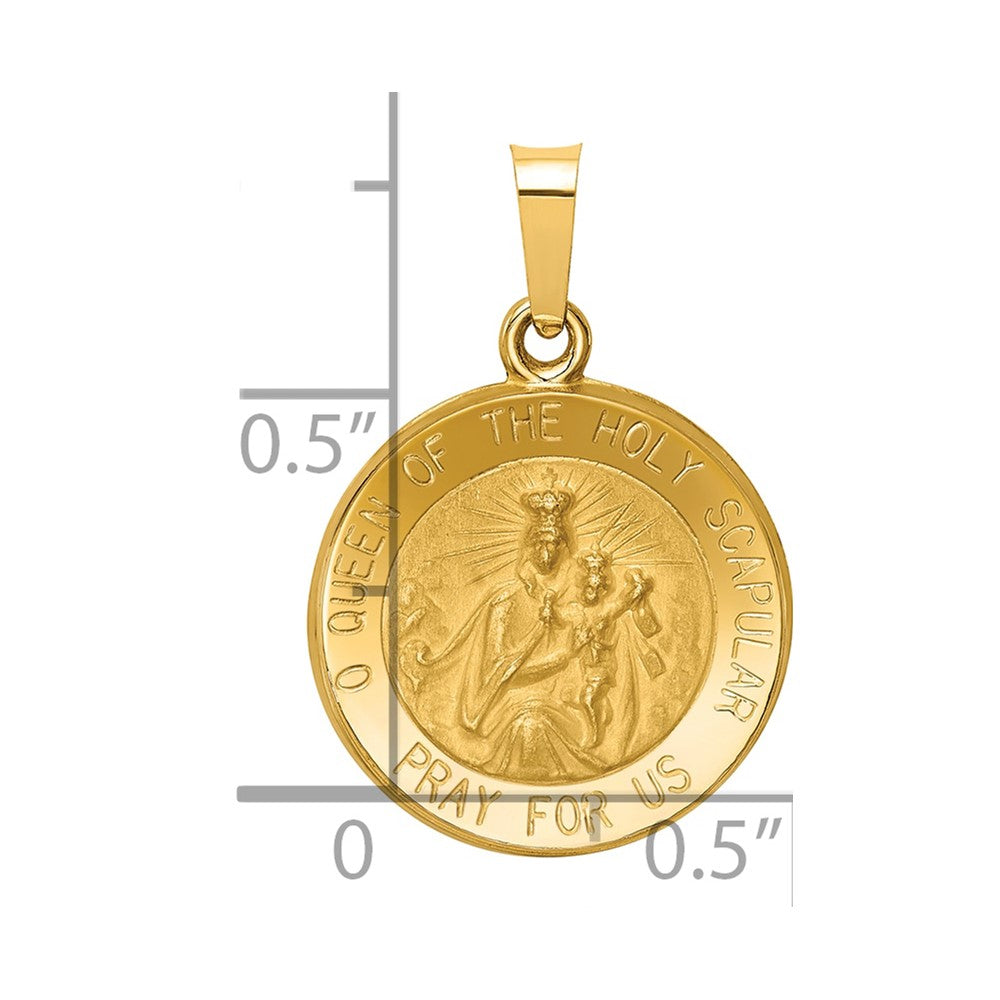 14K Queen Of The Holy Scapular Reversible Medal Hollow Pendant