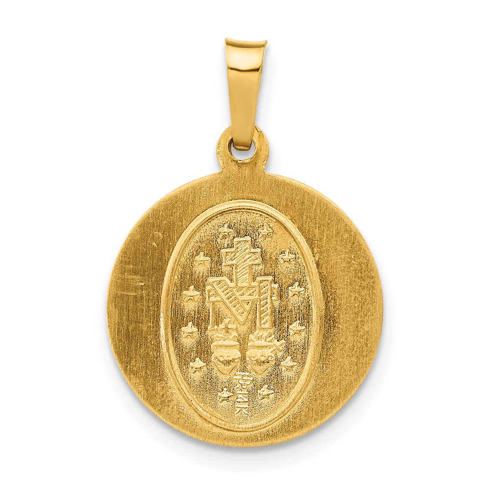 14k Polished and Satin Virgin Mary Medal Hollow Pendant