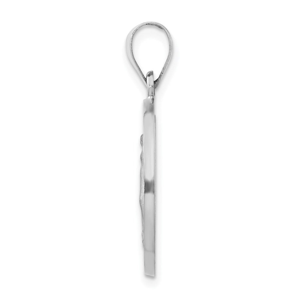 14k White Gold Polished /Satin Virgin Mary Medal Hollow Pendant