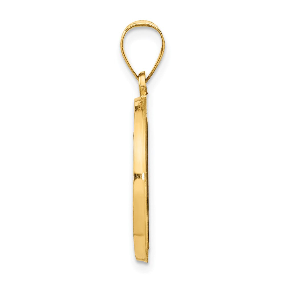 14k Polished and Satin Virgin Mary Medal Hollow Pendant