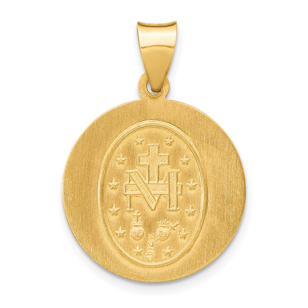 14k Polished and Satin Virgin Mary Medal Hollow Pendant