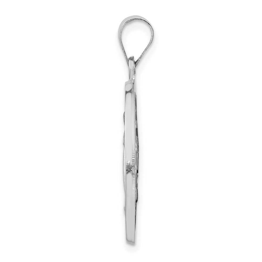 14k White Gold Polished / Satin Virgin Mary Medal Hollow Pendant