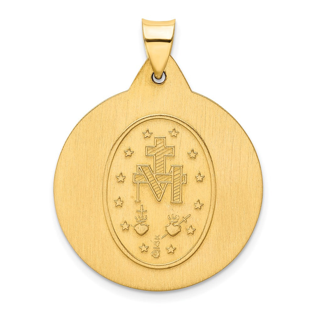 14k Polished and Satin Virgin Mary Medal Hollow Pendant