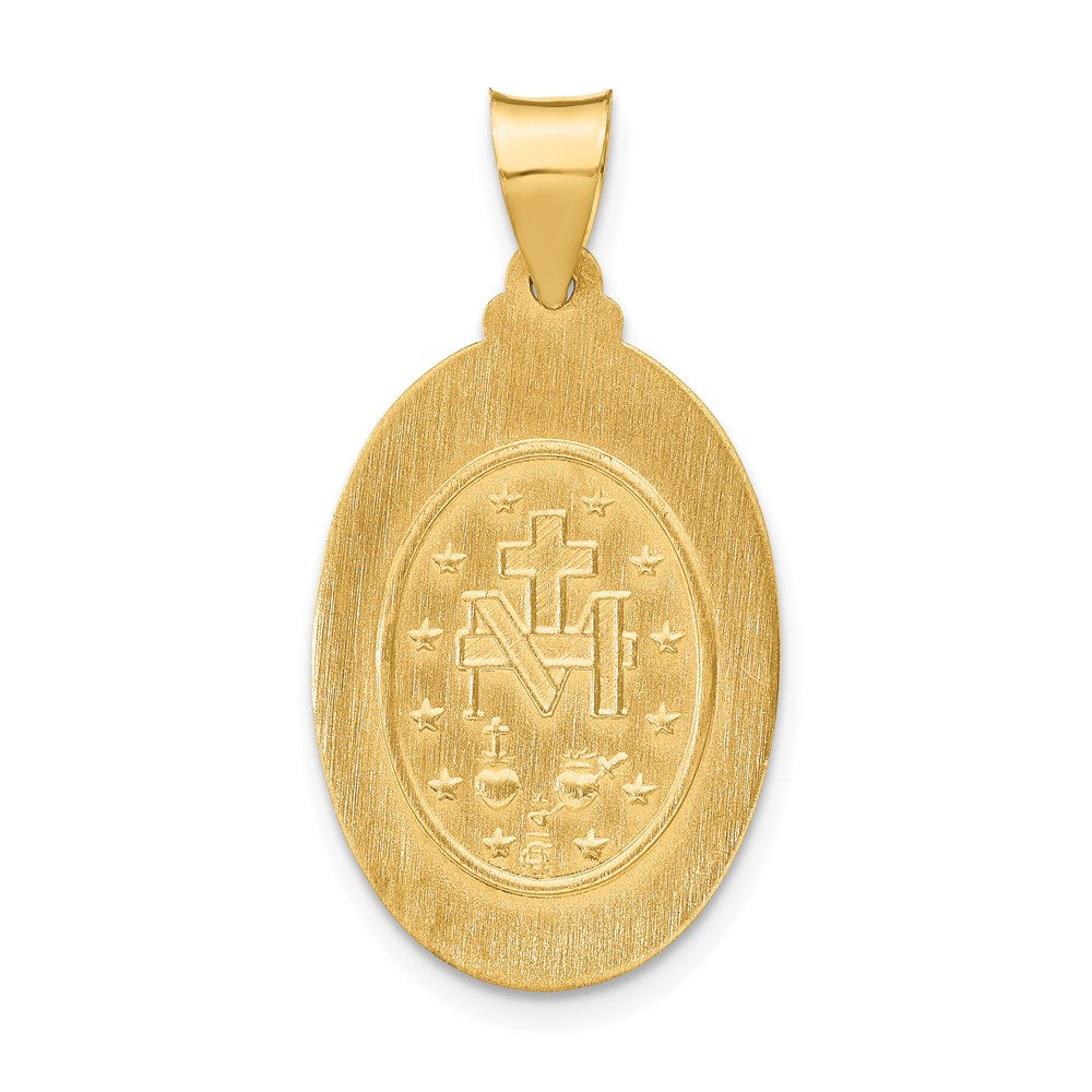 14k Polished and Satin Virgin Mary Medal Hollow Pendant