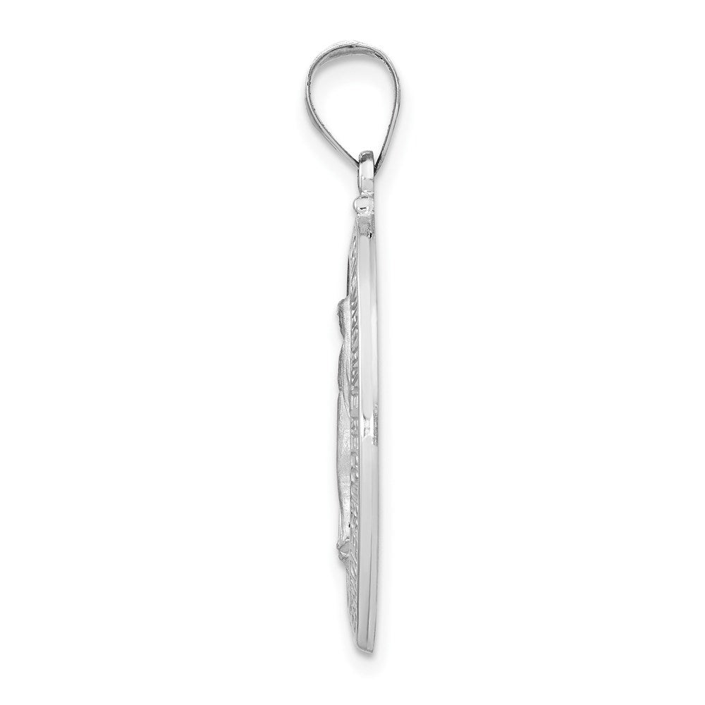 14k White Gold Polished/Satin Virgin Mary Medal Hollow Pendant