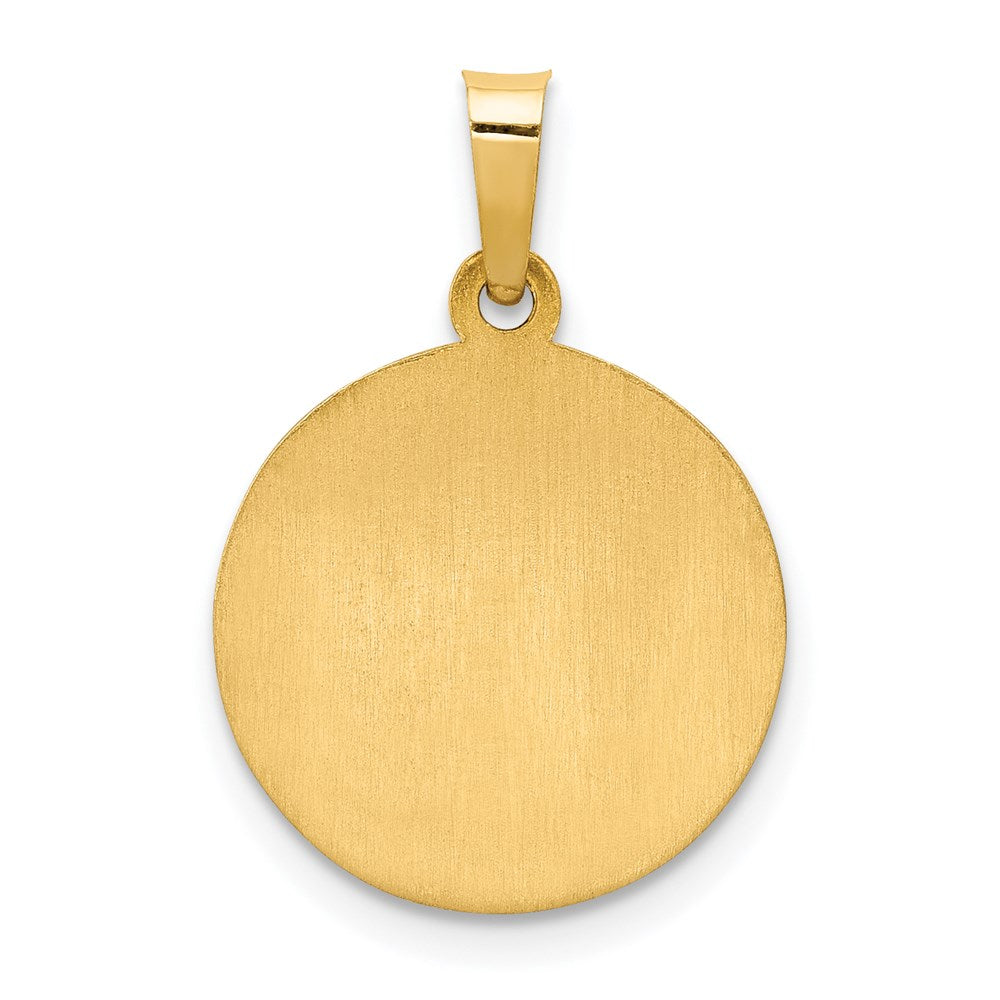 14k Polished and Satin Our Guardian Angel Medal Hollow Pendant