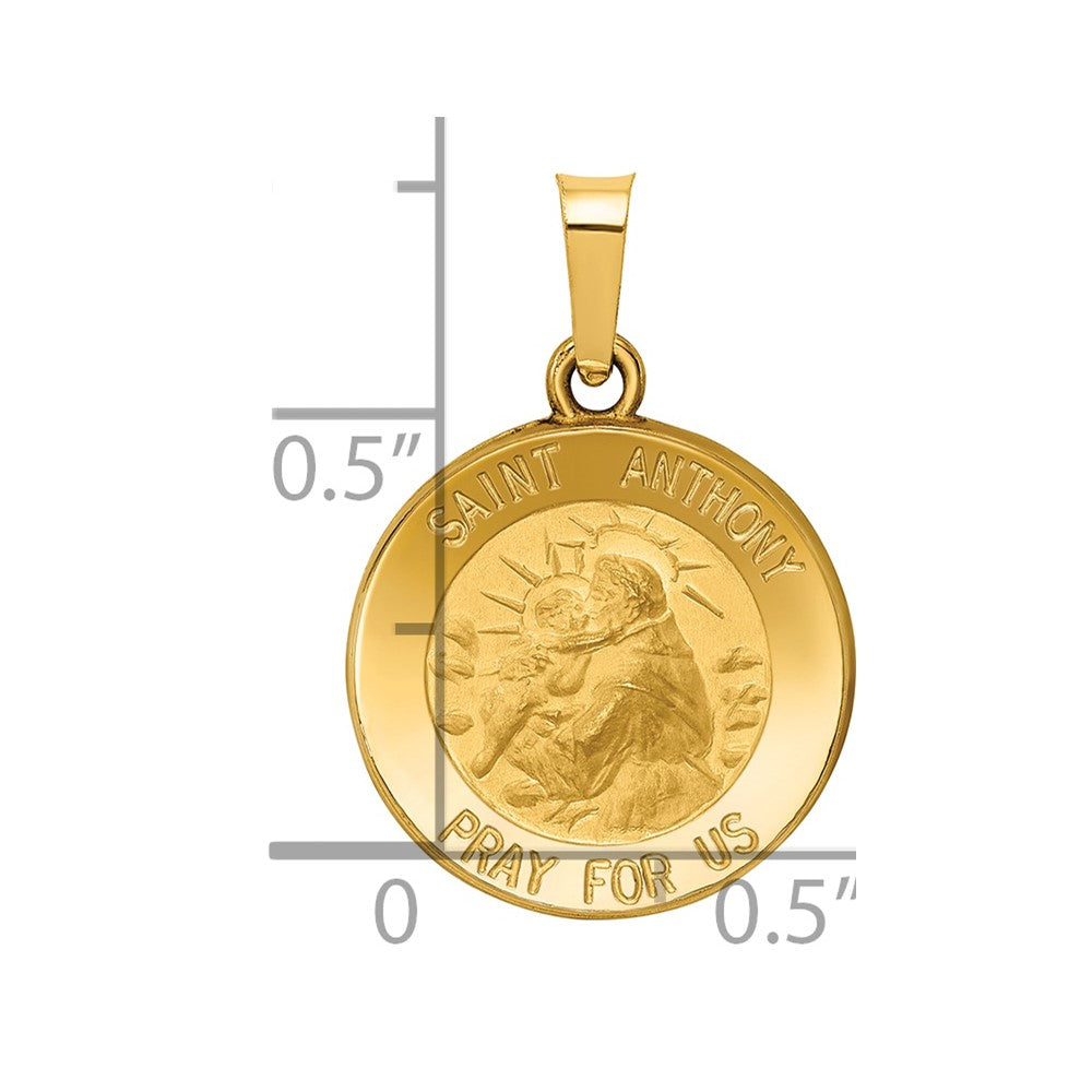 14k Polished and Satin St. Anthony Medal Hollow Pendant
