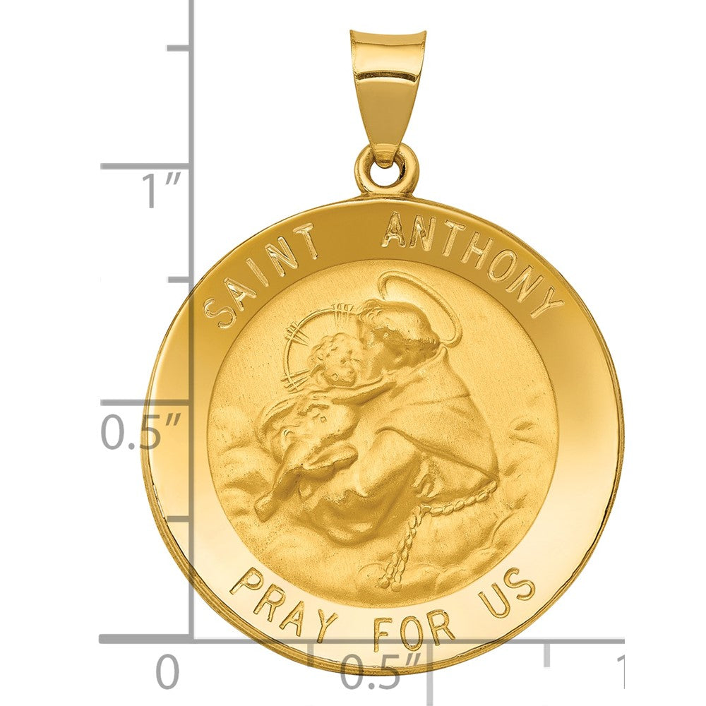 14k Polished and Satin St. Anthony Medal Hollow Pendant