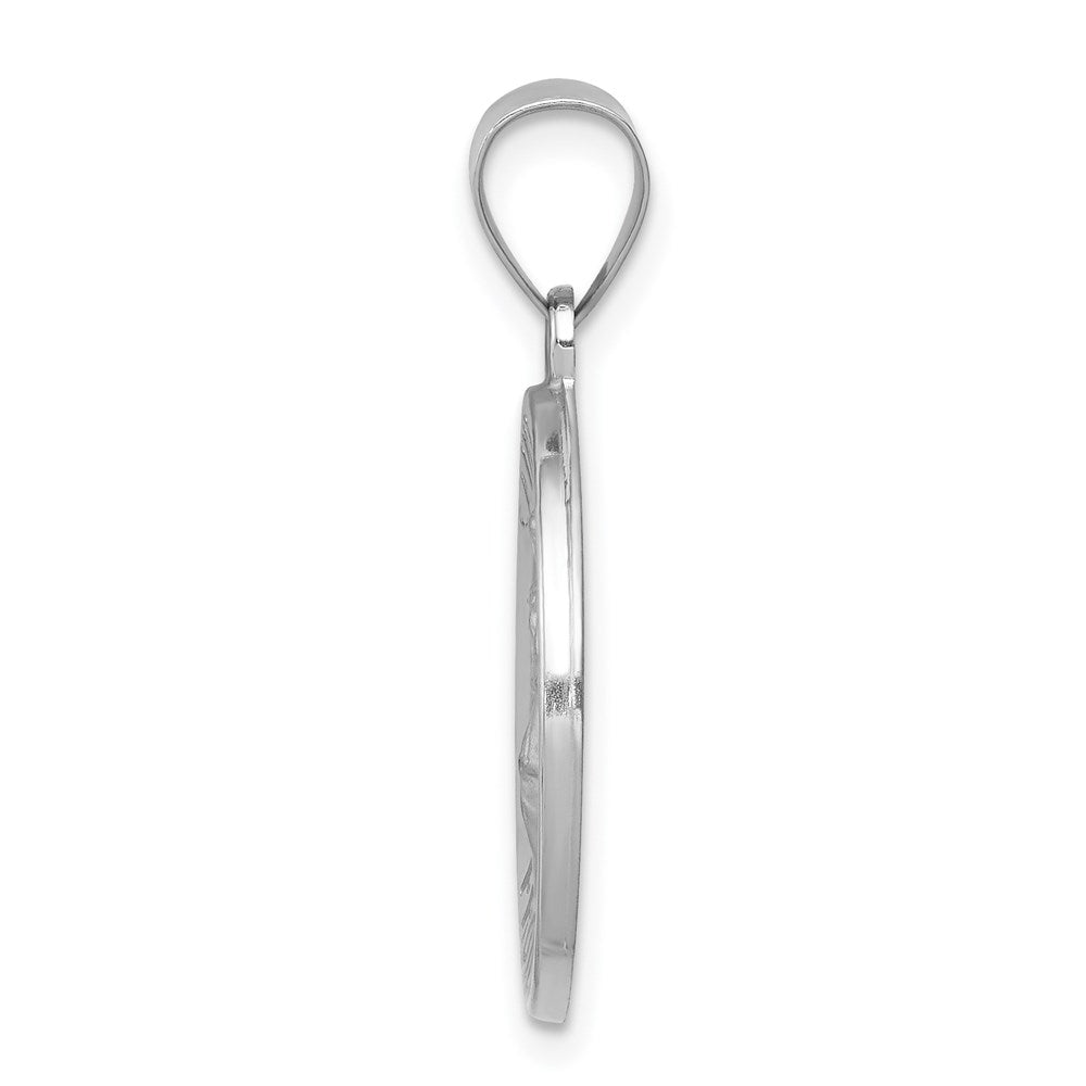 14k White Gold Polished and Satin St Florian Medal Hollow Pendant