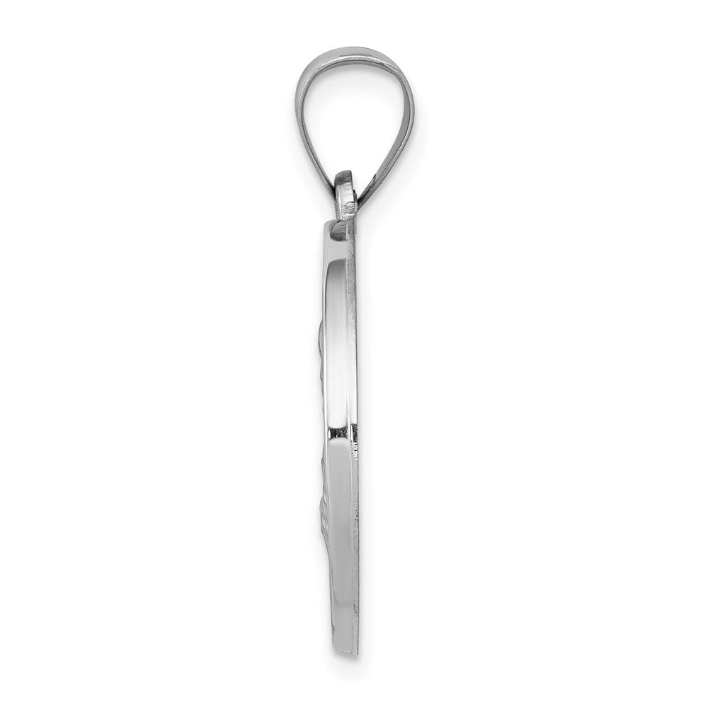 14k White Gold Polished and Satin St Joseph Medal Hollow Pendant