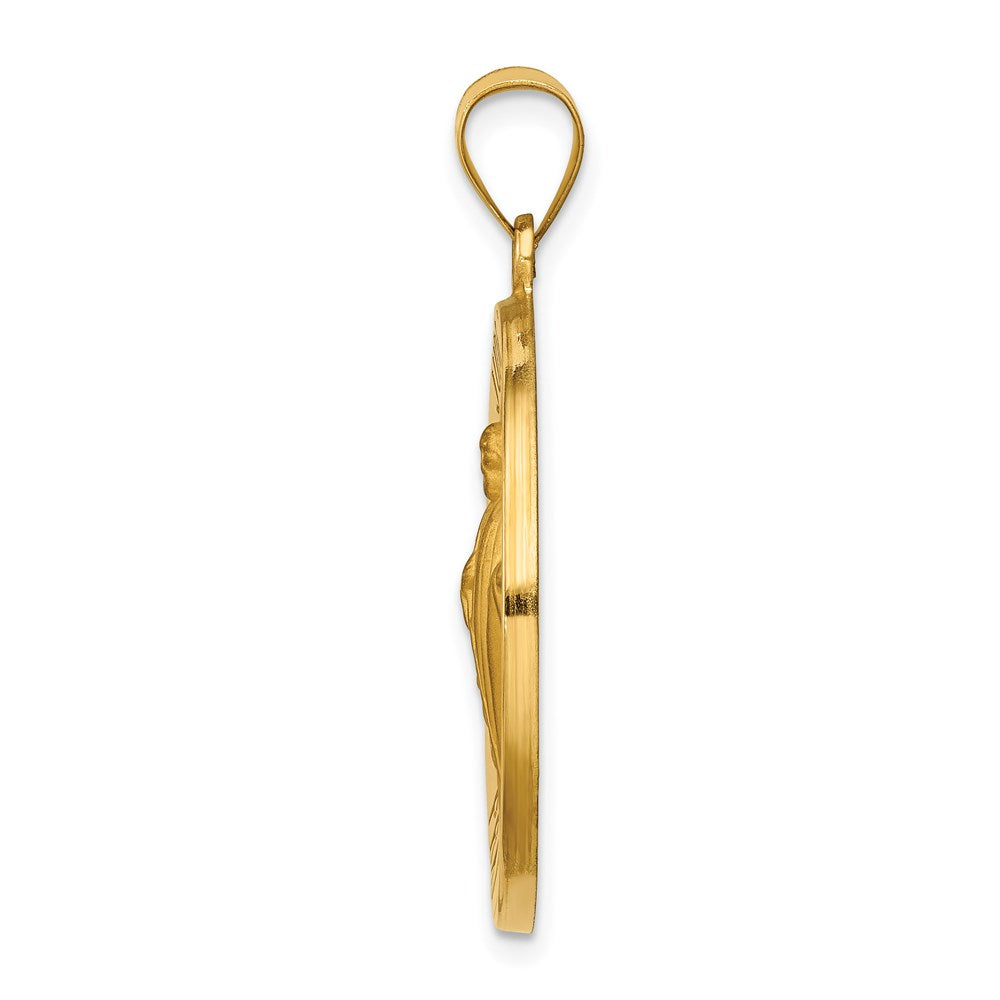 14k Polished and Satin St Jude Thaddeus Medal Hollow Pendant