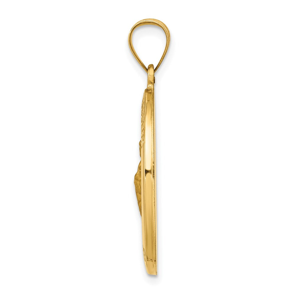 14k Polished and Satin St Jude Thaddeus Medal Hollow Pendant