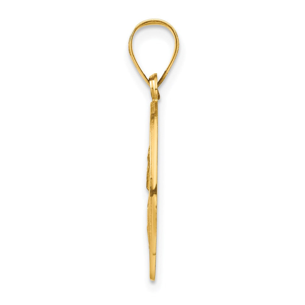 14k Polished and Satin St Paul Medal Hollow Pendant