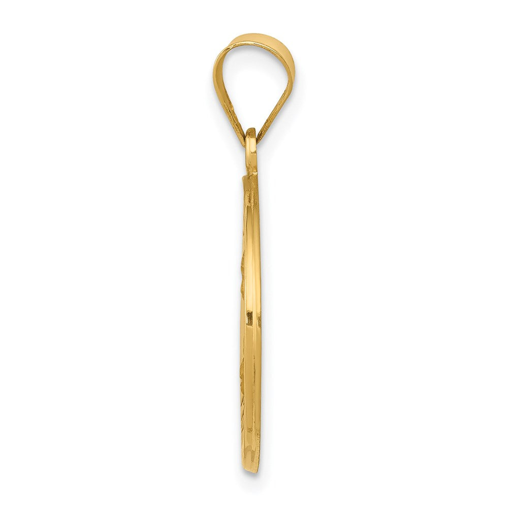 14k Polished and Satin St Theresa Medal Hollow Pendant