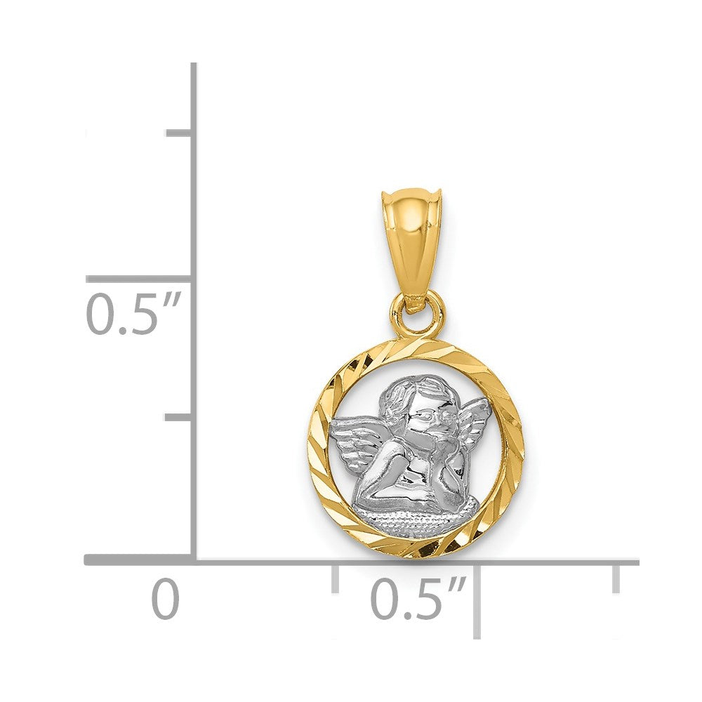 14K w/Rhodium Cherub Pendant
