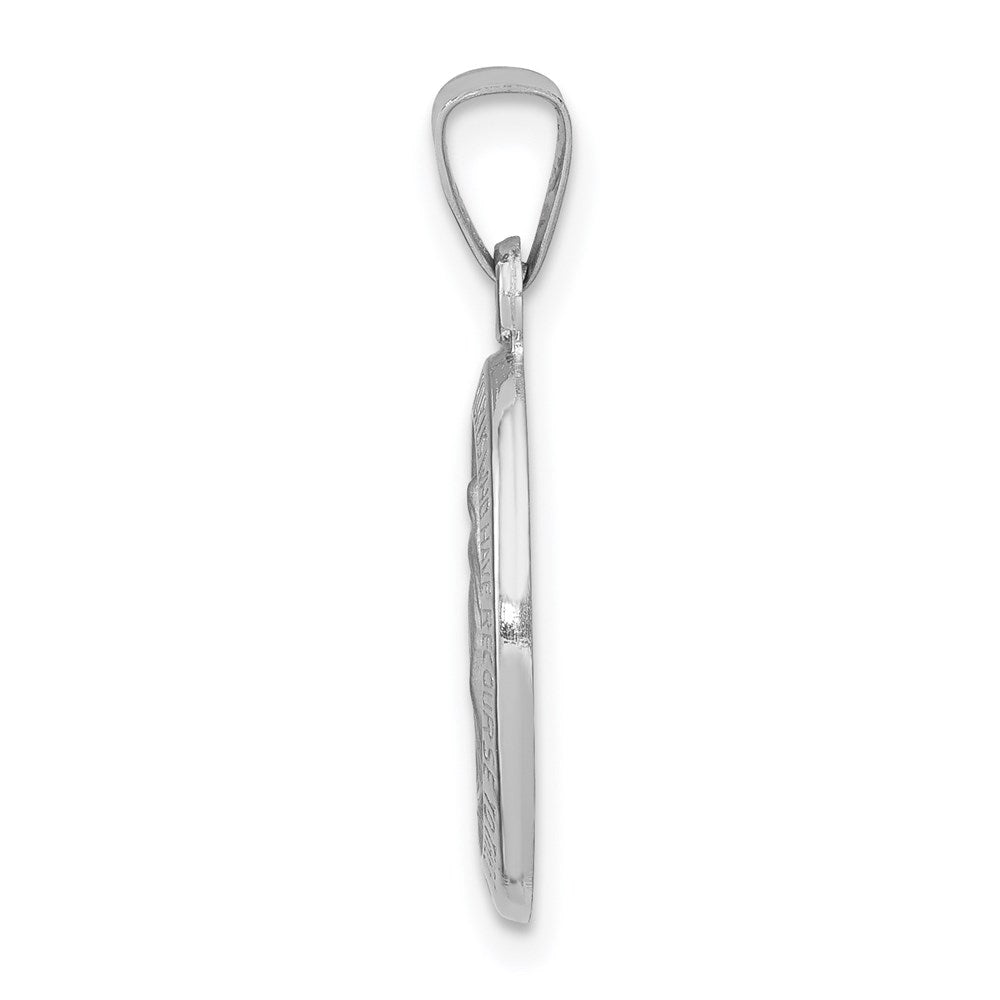 14k White Gold Polished/Satin Virgin Mary Medal Hollow Pendant