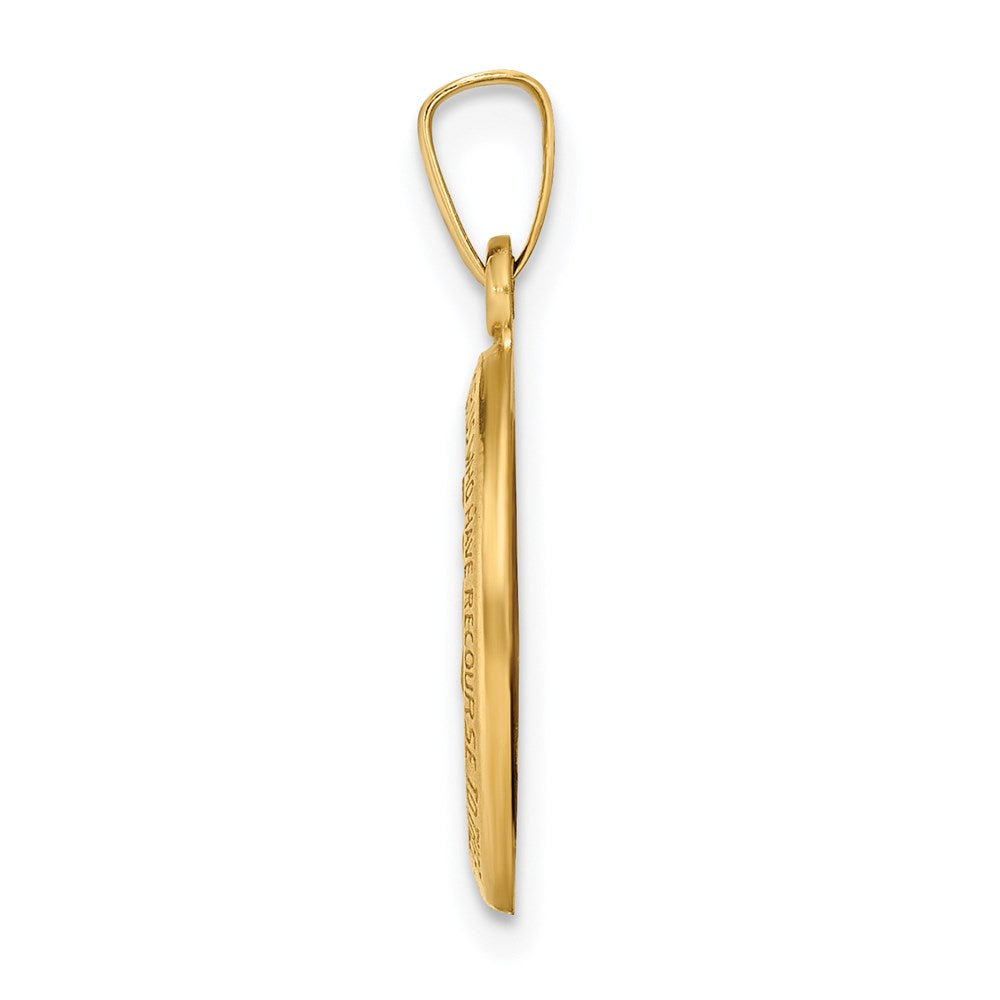 14k Polished and Satin Virgin Mary Medal Hollow Pendant