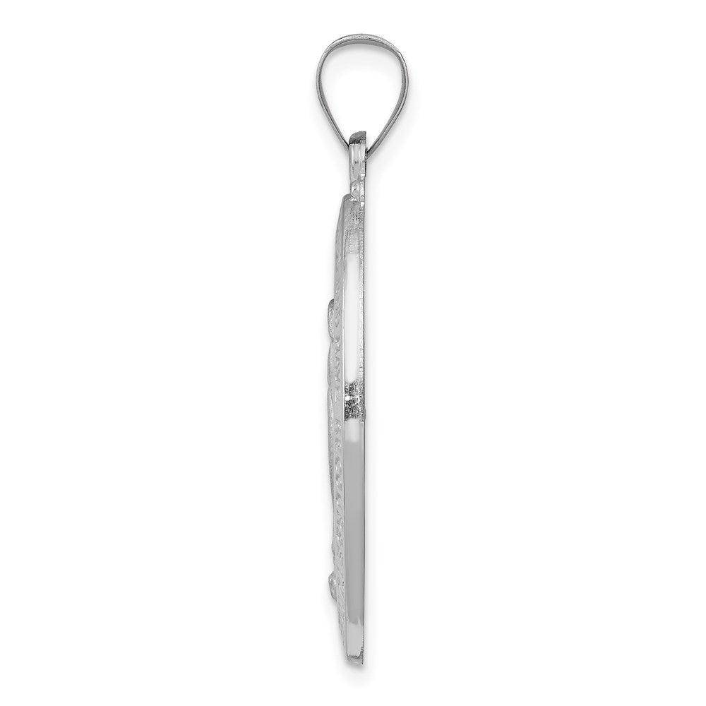 14k White Gold Polished/Satin Virgin Mary Medal Hollow Pendant