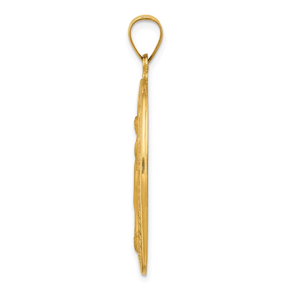 14k Hollow Polished And Satin Virgin Mary Medal Pendant