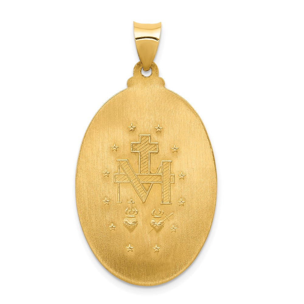 14k Hollow Polished And Satin Virgin Mary Medal Pendant