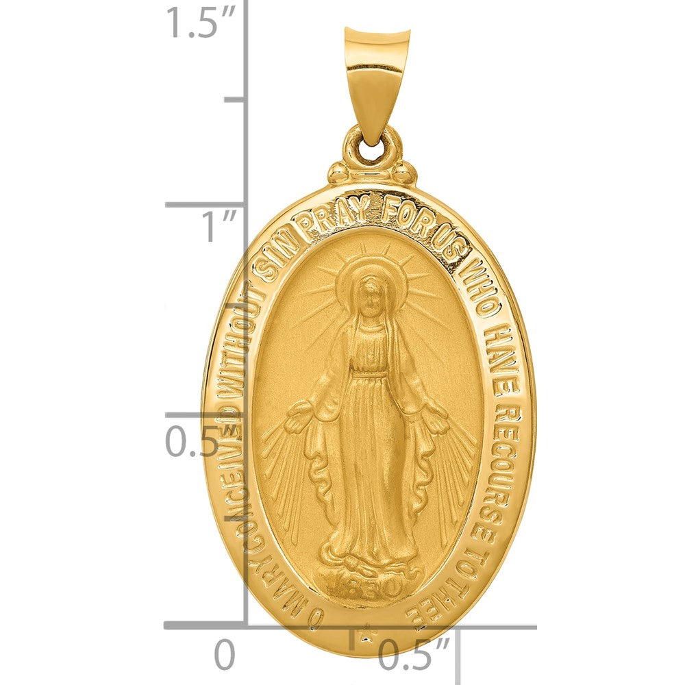 14k Hollow Polished And Satin Virgin Mary Medal Pendant