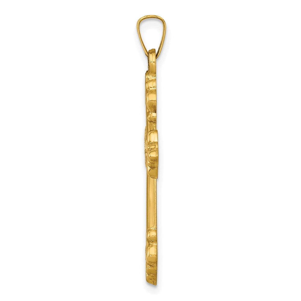 14k Polished Cross Budded Pendant