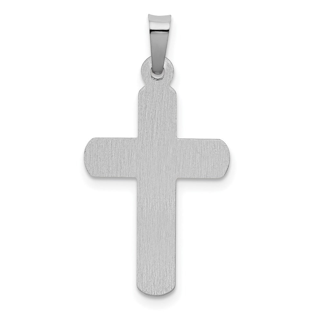 14k White Gold Polished and Satin INRI Crucifix Pendant
