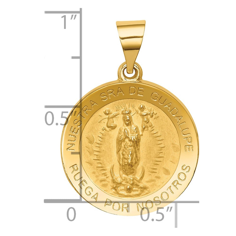 14K Polished/Satin Spanish Our Guadalupe Hollow Medal