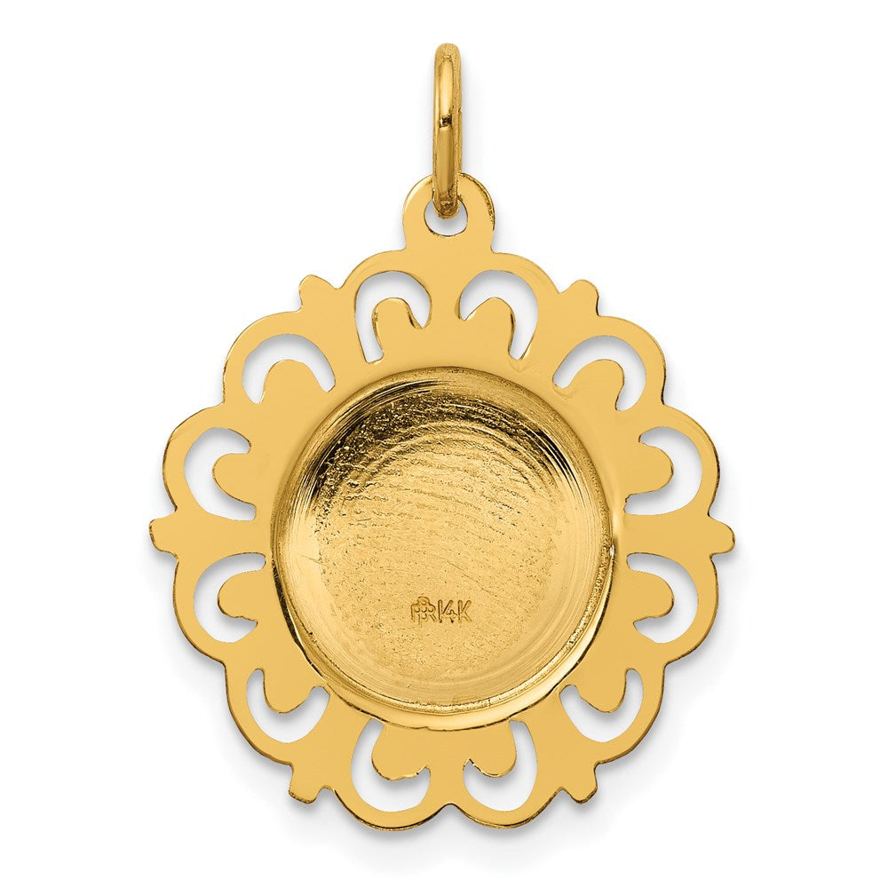 14k Polished/Satin Spanish Guardian Angel Medal Hollow Pendant