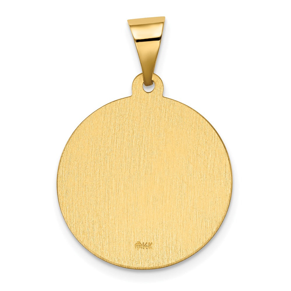 14K Polished/Satin Hollow Spanish St. Gabriel Medal Pendant