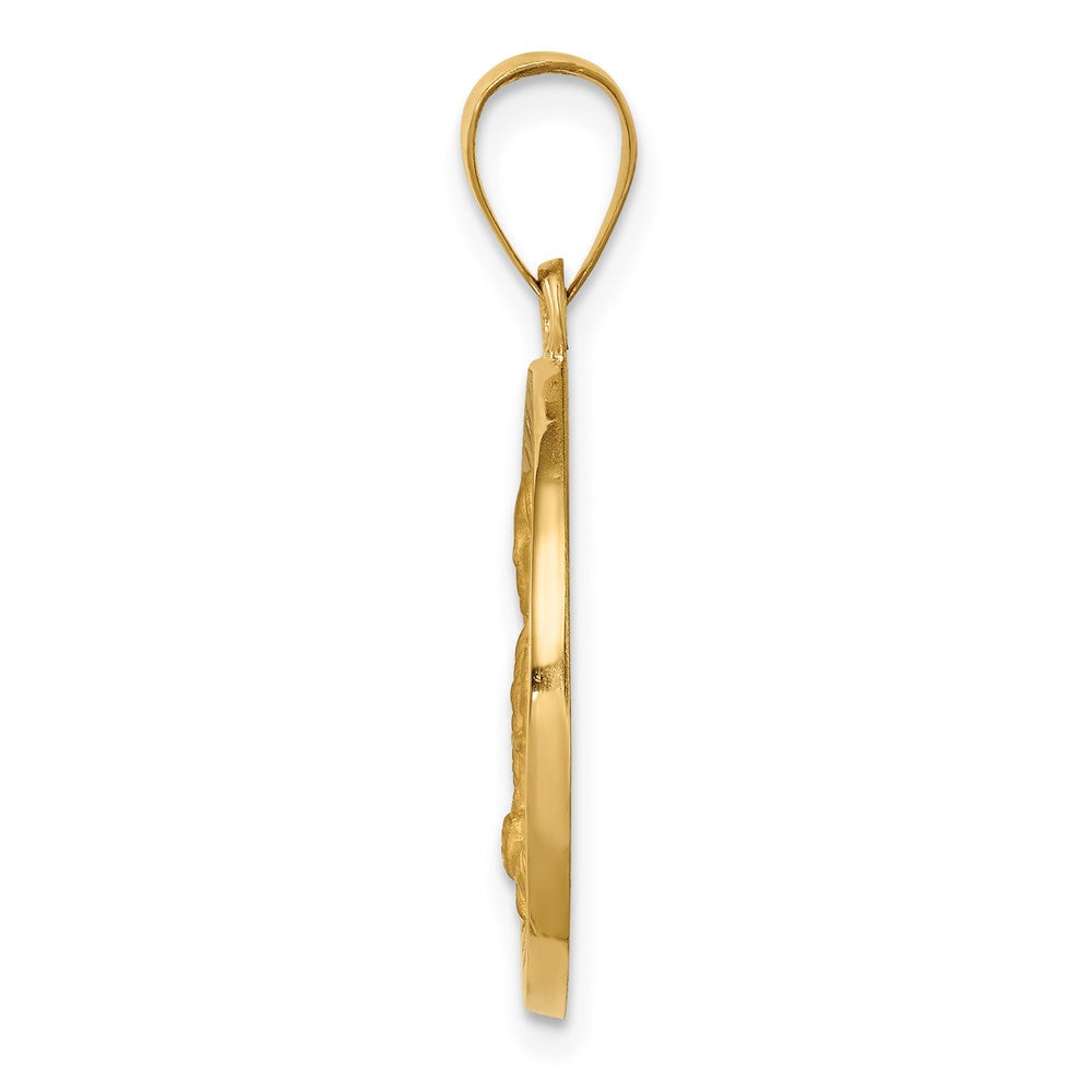 14K Polished / Satin St. Kateri Hollow Medal Pendant