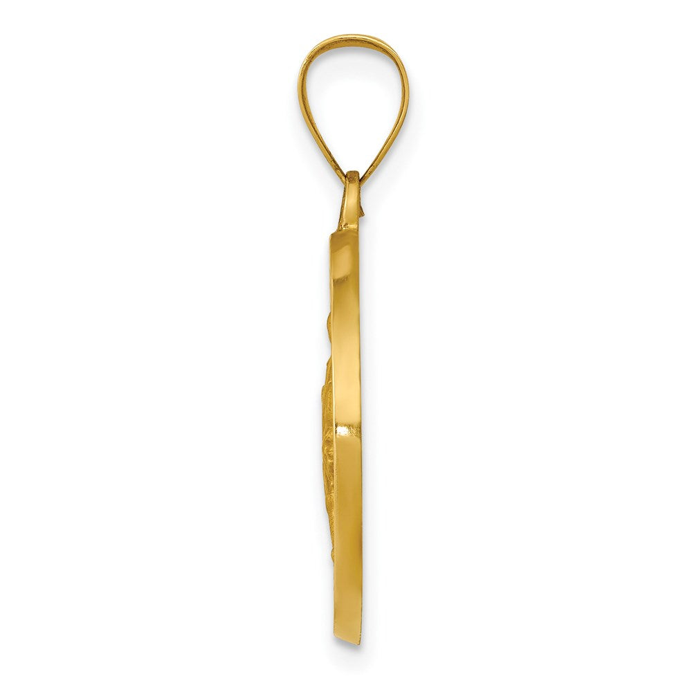 14K Polished / Satin St. Rocco Hollow Medal Pendant